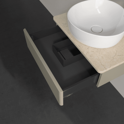 Bild von VILLEROY BOCH Antao Waschbeckenunterschrank, 1 Auszug, 600 x 190 x 500 mm, Front ohne Struktur, Stone Grey Matt Lacquer / Botticino #K07053HK
