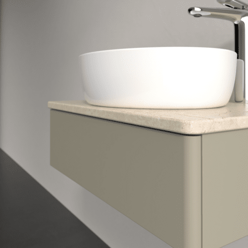 Bild von VILLEROY BOCH Antao Waschbeckenunterschrank, 1 Auszug, 600 x 190 x 500 mm, Front ohne Struktur, Stone Grey Matt Lacquer / Botticino #K07053HK