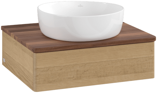 Bild von VILLEROY BOCH Antao Waschbeckenunterschrank, 1 Auszug, 600 x 190 x 500 mm, Front ohne Struktur, Honey Oak / Warm Walnut #K07012HN