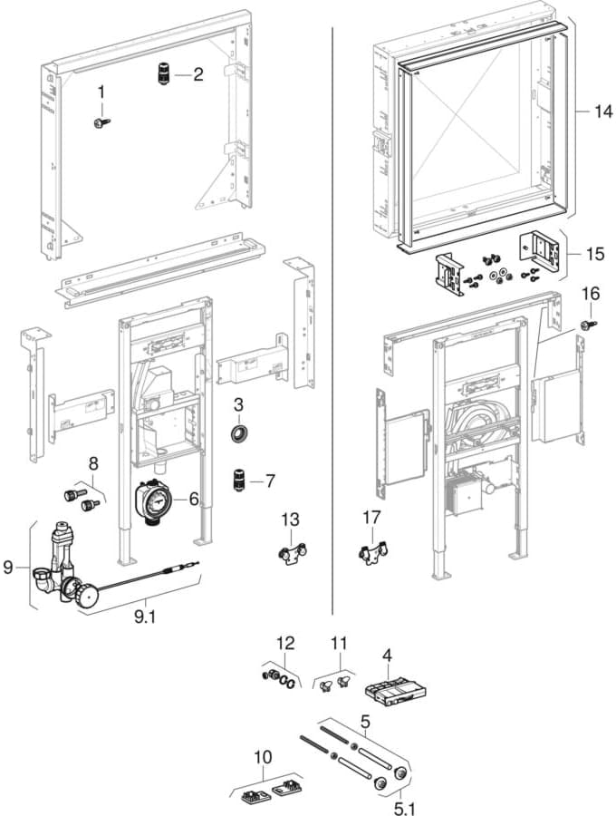 Bild von GEBERIT Duofix element for Geberit ONE washbasin and Geberit ONE wall-mounted tap, room-height, with concealed turn trap, with concealed Clou 111.072.00.1