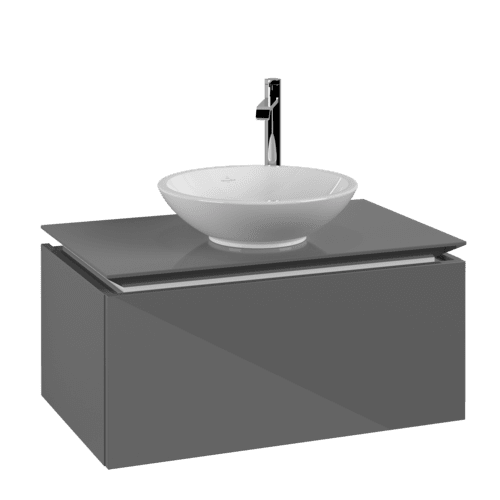 Bild von VILLEROY BOCH Legato Waschbeckenunterschrank, 1 Auszug, 800 x 380 x 500 mm, Glossy Grey / Glossy Grey #B56900FP
