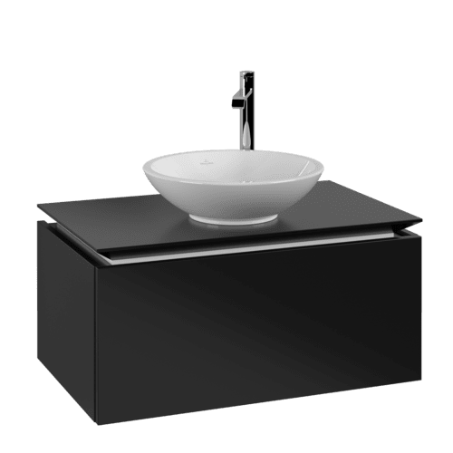 Bild von VILLEROY BOCH Legato Waschbeckenunterschrank, 1 Auszug, 800 x 380 x 500 mm, Black Matt Lacquer / Black Matt Lacquer #B56900PD