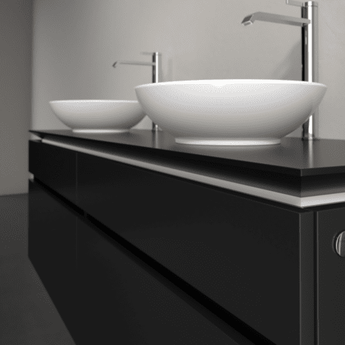 Bild von VILLEROY BOCH Legato Waschbeckenunterschrank, 4 Auszüge, 1600 x 550 x 500 mm, Black Matt Lacquer / Black Matt Lacquer #B60000PD