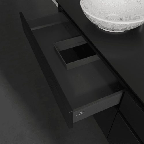 Bild von VILLEROY BOCH Legato Waschbeckenunterschrank, 4 Auszüge, 1600 x 550 x 500 mm, Black Matt Lacquer / Black Matt Lacquer #B60000PD