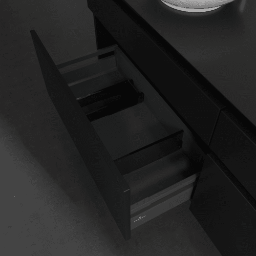 Bild von VILLEROY BOCH Legato Waschbeckenunterschrank, 4 Auszüge, 1600 x 550 x 500 mm, Black Matt Lacquer / Black Matt Lacquer #B60000PD