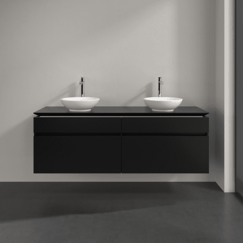 Bild von VILLEROY BOCH Legato Waschbeckenunterschrank, 4 Auszüge, 1600 x 550 x 500 mm, Black Matt Lacquer / Black Matt Lacquer #B60000PD