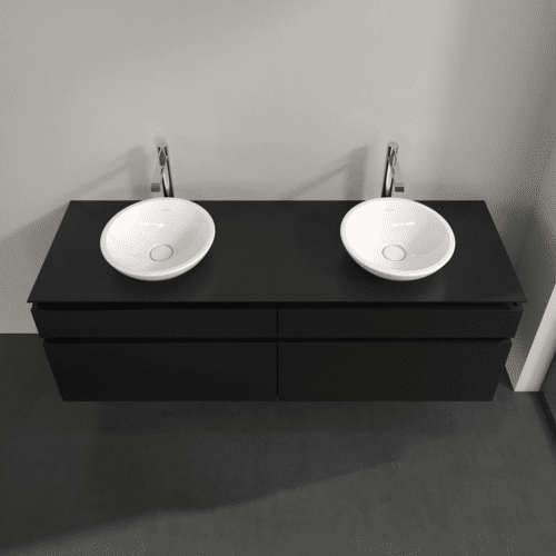 Bild von VILLEROY BOCH Legato Waschbeckenunterschrank, 4 Auszüge, 1600 x 550 x 500 mm, Black Matt Lacquer / Black Matt Lacquer #B60000PD