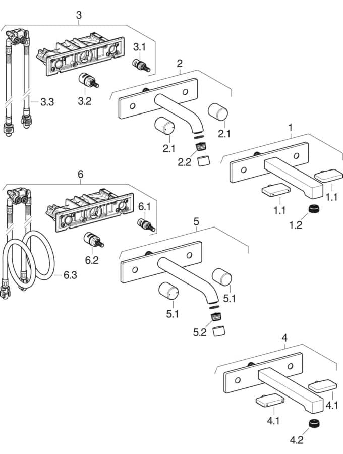 Obrázek GEBERIT washbasin tap, round design, wall-mounted, two-handle mixer, for Geberit ONE frame 116.460.21.1