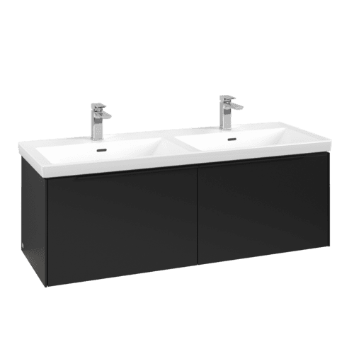 Bild von VILLEROY BOCH Subway 3.0 Waschbeckenunterschrank, mit Beleuchtung, 2 Auszüge, 1272 x 429 x 478 mm, Volcano Black #C567L1VL