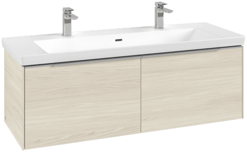 Bild von VILLEROY BOCH Subway 3.0 Waschbeckenunterschrank, mit Beleuchtung, 2 Auszüge, 1272 x 429 x 478 mm, White Oak #C601L0AA