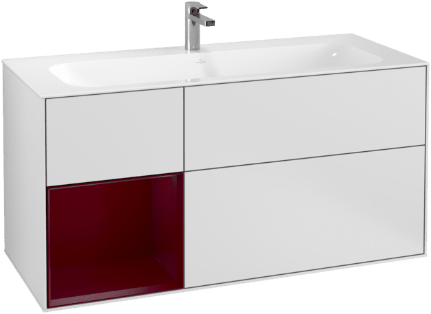 Bild von VILLEROY BOCH Finion Waschbeckenunterschrank, mit Beleuchtung, 3 Auszüge, 1196 x 591 x 498 mm, White Matt Lacquer / Peony Matt Lacquer #F060HBMT