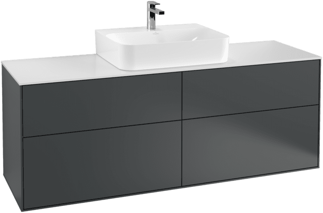 Bild von VILLEROY BOCH Finion Waschbeckenunterschrank, 4 Auszüge, 1600 x 603 x 501 mm, Midnight Blue Matt Lacquer / Glass White Matt #F19100HG