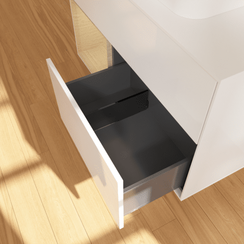 Bild von VILLEROY BOCH Finion Waschbeckenunterschrank, mit Beleuchtung, 2 Auszüge, 1000 x 603 x 501 mm, Glossy White Lacquer / Oak Veneer / Glass White Matt #F361PCGF
