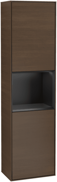 Bild von VILLEROY BOCH Finion Hochschrank, mit Beleuchtung, 2 Türen, 418 x 1516 x 270 mm, Walnut Veneer / Black Matt Lacquer #F460PDGN