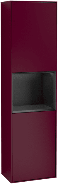 Bild von VILLEROY BOCH Finion Hochschrank, mit Beleuchtung, 2 Türen, 418 x 1516 x 270 mm, Peony Matt Lacquer / Black Matt Lacquer #F460PDHB