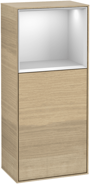 Bild von VILLEROY BOCH Finion Seitenschrank, mit Beleuchtung, 1 Tür, 418 x 936 x 270 mm, Oak Veneer / White Matt Lacquer #F510MTPC