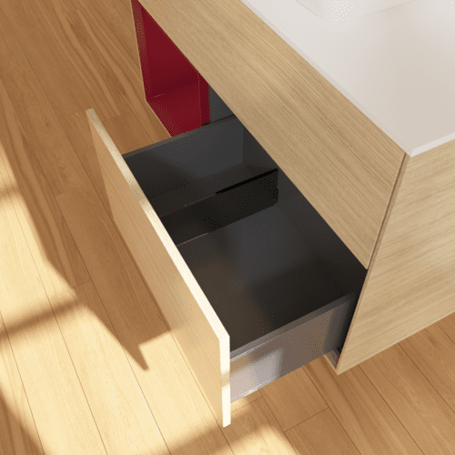 Bild von VILLEROY BOCH Finion Waschbeckenunterschrank, mit Beleuchtung, 2 Auszüge, 1000 x 603 x 501 mm, Oak Veneer / Peony Matt Lacquer / Glass White Matt #F771HBPC