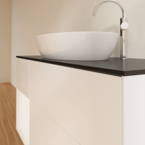 Bild von VILLEROY BOCH Finion Waschbeckenunterschrank, mit Beleuchtung, 3 Auszüge, 1200 x 603 x 501 mm, White Matt Lacquer / White Matt Lacquer / Glass Black Matt #F942MTMT