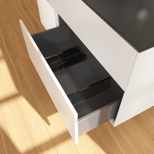 Bild von VILLEROY BOCH Finion Waschbeckenunterschrank, mit Beleuchtung, 3 Auszüge, 1200 x 603 x 501 mm, White Matt Lacquer / White Matt Lacquer / Glass Black Matt #F942MTMT