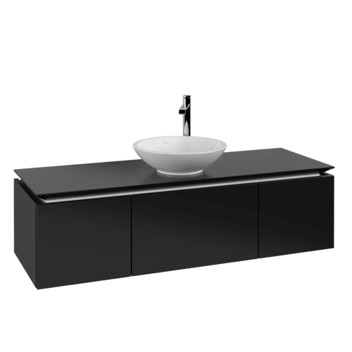 Bild von VILLEROY BOCH Legato Waschbeckenunterschrank, 3 Auszüge, 1400 x 380 x 500 mm, Black Matt Lacquer / Black Matt Lacquer #B58500PD