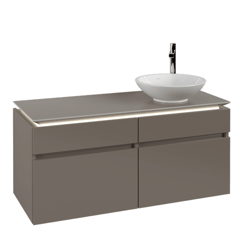 Obrázek VILLEROY BOCH Legato toaletní skříňka, s osvětlením, 4 výsuvy, 1200 x 550 x 500 mm, Truffle Grey / Truffle Grey #B582L0VG