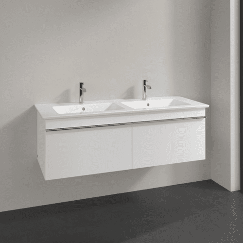 Picture of VILLEROY BOCH Venticello Vanity unit, 2 pull-out compartments, 1253 x 420 x 502 mm, White Matt / White Matt #A93901MS