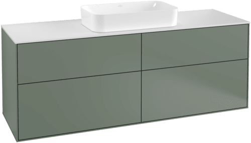 Bild von VILLEROY BOCH Finion Waschbeckenunterschrank, mit Beleuchtung, 4 Auszüge, 1600 x 603 x 501 mm, Olive Matt Lacquer / Glass White Matt #G32100GM
