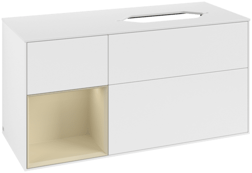 Bild von VILLEROY BOCH Finion Waschbeckenunterschrank, mit Beleuchtung, 3 Auszüge, 1200 x 603 x 501 mm, White Matt Lacquer / Silk Grey Matt Lacquer / Glass White Matt #G681HJMT