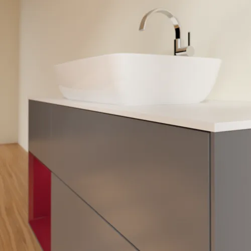 Picture of VILLEROY BOCH Finion Vanity unit, with lighting, 3 pull-out compartments, 1200 x 603 x 501 mm, Anthracite Matt Lacquer / Peony Matt Lacquer / Glass White Matt #G821HBGK