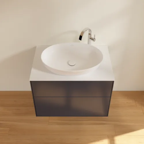 Bild von VILLEROY BOCH Finion Waschbeckenunterschrank, mit Beleuchtung, 2 Auszüge, 800 x 603 x 501 mm, Midnight Blue Matt Lacquer / Glass White Matt #G87100HG