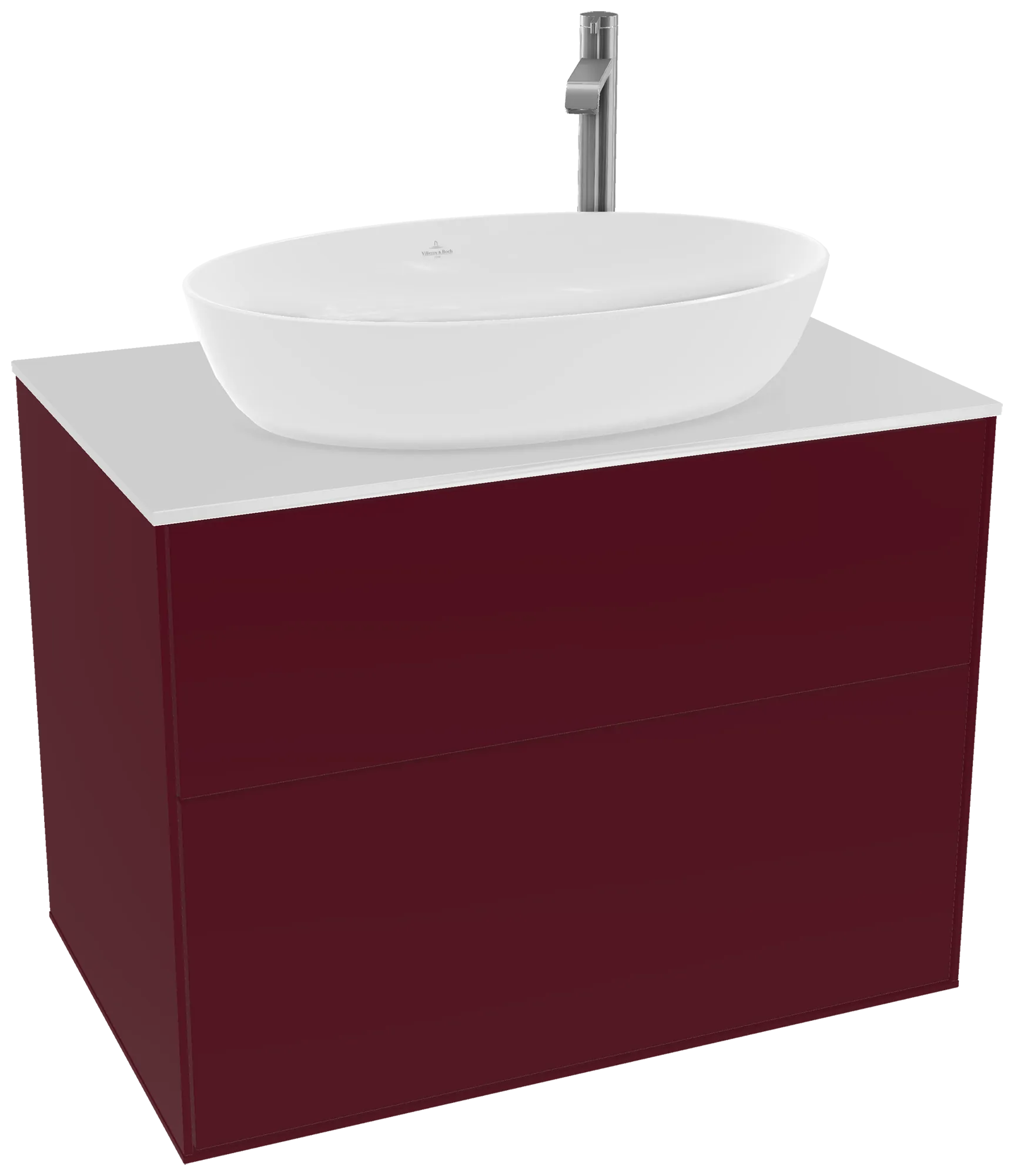 Bild von VILLEROY BOCH Finion Waschbeckenunterschrank, mit Beleuchtung, 2 Auszüge, 800 x 603 x 501 mm, Peony Matt Lacquer / Glass White Matt #G87100HB