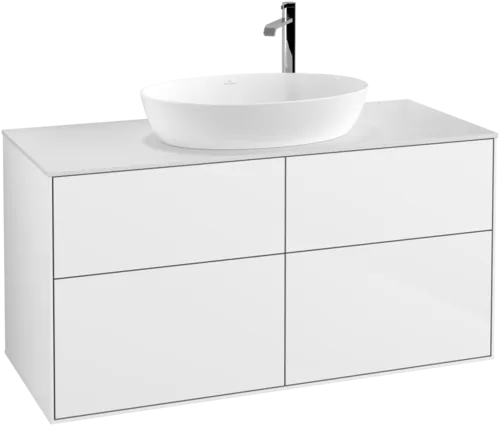 Bild von VILLEROY BOCH Finion Waschbeckenunterschrank, mit Beleuchtung, 4 Auszüge, 1200 x 603 x 501 mm, Glossy White Lacquer / Glass White Matt #G91100GF