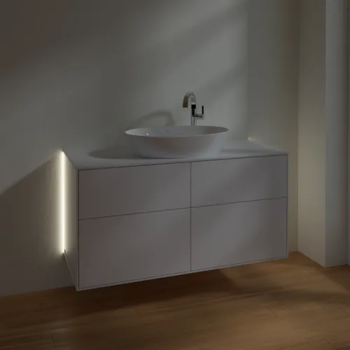 Obrázek VILLEROY BOCH Finion Vanity unit, with lighting, 4 pull-out compartments, 1200 x 603 x 501 mm, Glossy White Lacquer / Glass White Matt #G91100GF