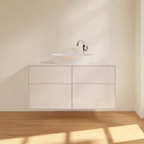 Obrázek VILLEROY BOCH Finion Vanity unit, with lighting, 4 pull-out compartments, 1200 x 603 x 501 mm, Glossy White Lacquer / Glass White Matt #G91100GF