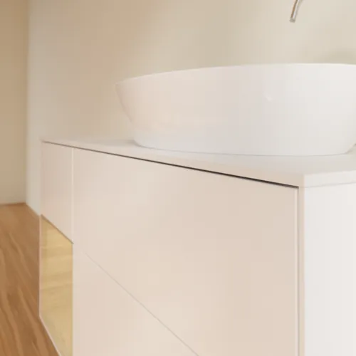 Bild von VILLEROY BOCH Finion Waschbeckenunterschrank, mit Beleuchtung, 3 Auszüge, 1200 x 603 x 501 mm, White Matt Lacquer / Oak Veneer / Glass White Matt #G921PCMT