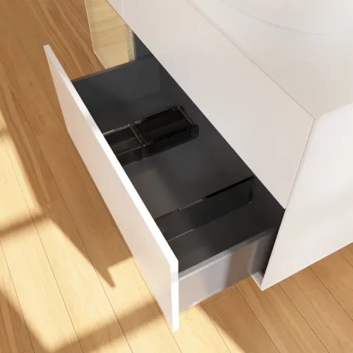 Bild von VILLEROY BOCH Finion Waschbeckenunterschrank, mit Beleuchtung, 3 Auszüge, 1200 x 603 x 501 mm, White Matt Lacquer / Oak Veneer / Glass White Matt #G921PCMT