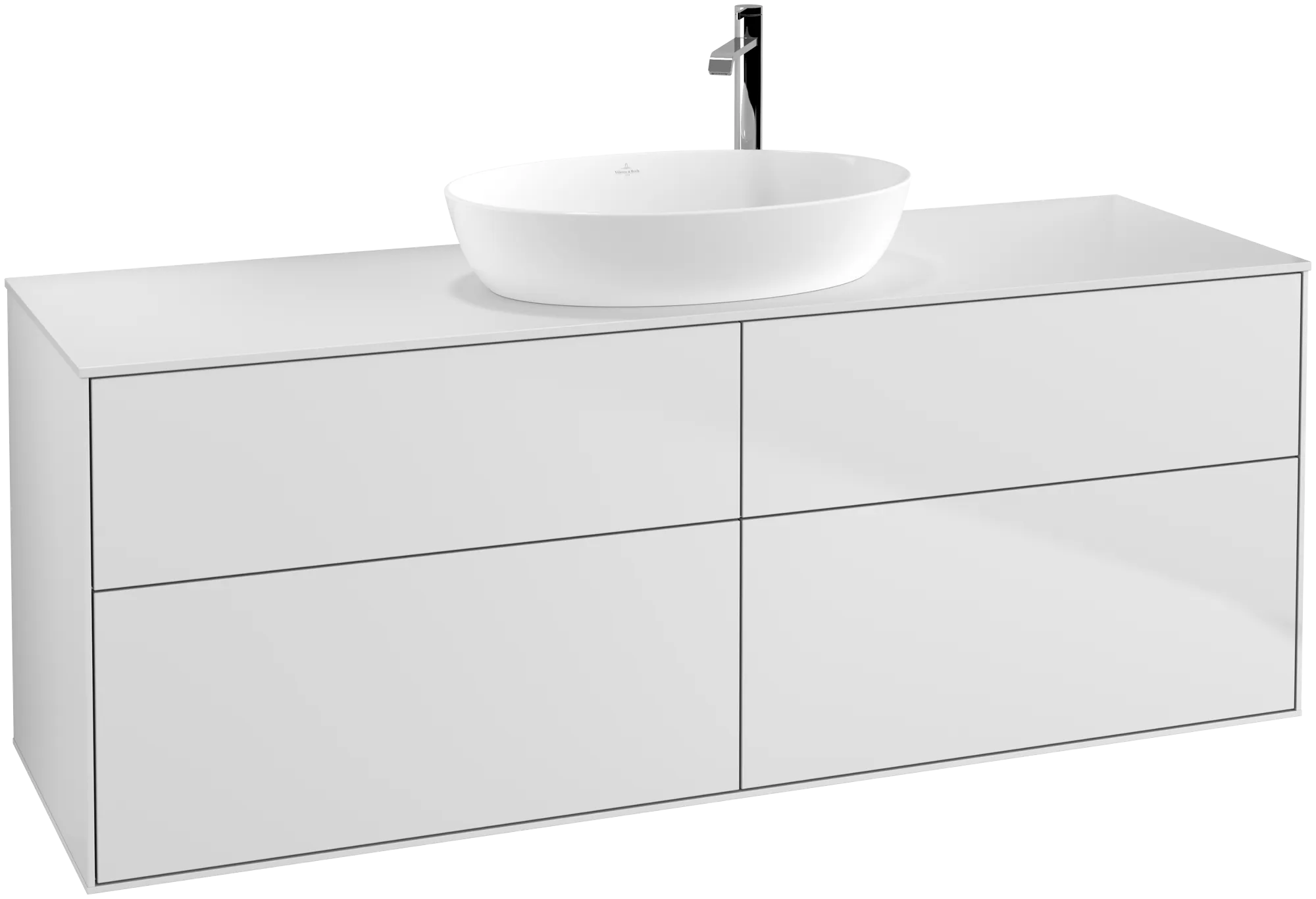 Obrázek VILLEROY BOCH Finion Vanity unit, with lighting, 4 pull-out compartments, 1600 x 603 x 501 mm, White Matt Lacquer / Glass White Matt #G97100MT
