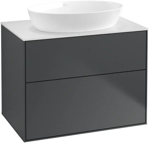 Bild von VILLEROY BOCH Finion Waschbeckenunterschrank, mit Beleuchtung, 2 Auszüge, 800 x 603 x 501 mm, Midnight Blue Matt Lacquer / Glass White Matt #G99100HG