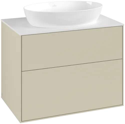 Bild von VILLEROY BOCH Finion Waschbeckenunterschrank, mit Beleuchtung, 2 Auszüge, 800 x 603 x 501 mm, Silk Grey Matt Lacquer / Glass White Matt #G99100HJ