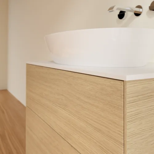 Obrázek VILLEROY BOCH Finion Vanity unit, with lighting, 2 pull-out compartments, 800 x 603 x 501 mm, Oak Veneer / Glass White Matt #G99100PC