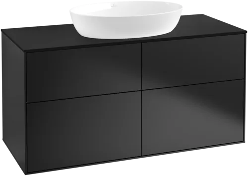 Bild von VILLEROY BOCH Finion Waschbeckenunterschrank, mit Beleuchtung, 4 Auszüge, 1200 x 603 x 501 mm, Black Matt Lacquer / Glass Black Matt #GA3200PD