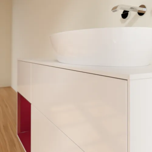 Bild von VILLEROY BOCH Finion Waschbeckenunterschrank, mit Beleuchtung, 3 Auszüge, 1200 x 603 x 501 mm, Glossy White Lacquer / Peony Matt Lacquer / Glass White Matt #GA41HBGF
