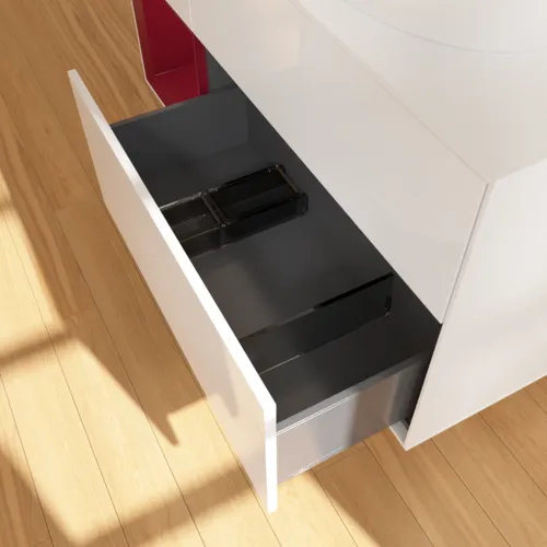Bild von VILLEROY BOCH Finion Waschbeckenunterschrank, mit Beleuchtung, 3 Auszüge, 1200 x 603 x 501 mm, Glossy White Lacquer / Peony Matt Lacquer / Glass White Matt #GA41HBGF