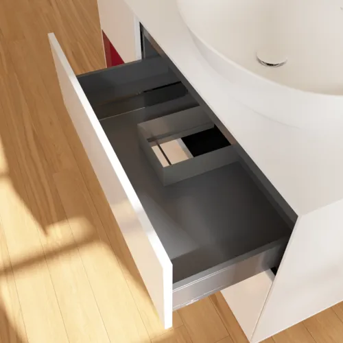 Bild von VILLEROY BOCH Finion Waschbeckenunterschrank, mit Beleuchtung, 3 Auszüge, 1200 x 603 x 501 mm, Glossy White Lacquer / Peony Matt Lacquer / Glass White Matt #GA41HBGF