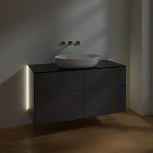 Obrázek VILLEROY BOCH Finion Vanity unit, with lighting, 4 pull-out compartments, 1200 x 603 x 501 mm, Anthracite Matt Lacquer / Glass Black Matt #GA3200GK