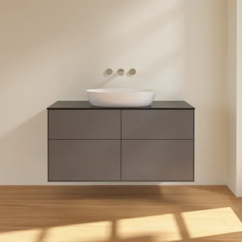 Obrázek VILLEROY BOCH Finion Vanity unit, with lighting, 4 pull-out compartments, 1200 x 603 x 501 mm, Anthracite Matt Lacquer / Glass Black Matt #GA3200GK