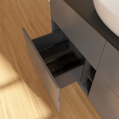 Obrázek VILLEROY BOCH Finion Vanity unit, with lighting, 4 pull-out compartments, 1200 x 603 x 501 mm, Anthracite Matt Lacquer / Glass Black Matt #GA3200GK