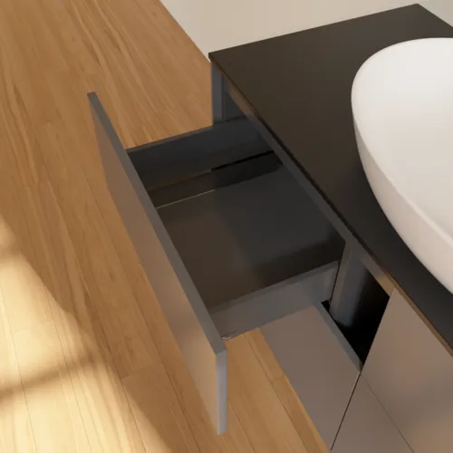 Obrázek VILLEROY BOCH Finion Vanity unit, with lighting, 4 pull-out compartments, 1200 x 603 x 501 mm, Anthracite Matt Lacquer / Glass Black Matt #GA3200GK