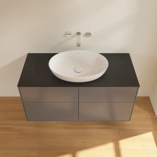 Obrázek VILLEROY BOCH Finion Vanity unit, with lighting, 4 pull-out compartments, 1200 x 603 x 501 mm, Anthracite Matt Lacquer / Glass Black Matt #GA3200GK