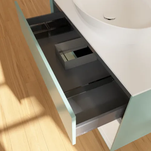 Bild von VILLEROY BOCH Finion Waschbeckenunterschrank, mit Beleuchtung, 2 Auszüge, 1000 x 603 x 501 mm, Olive Matt Lacquer / Glossy White Lacquer / Glass White Matt #GA21GFGM